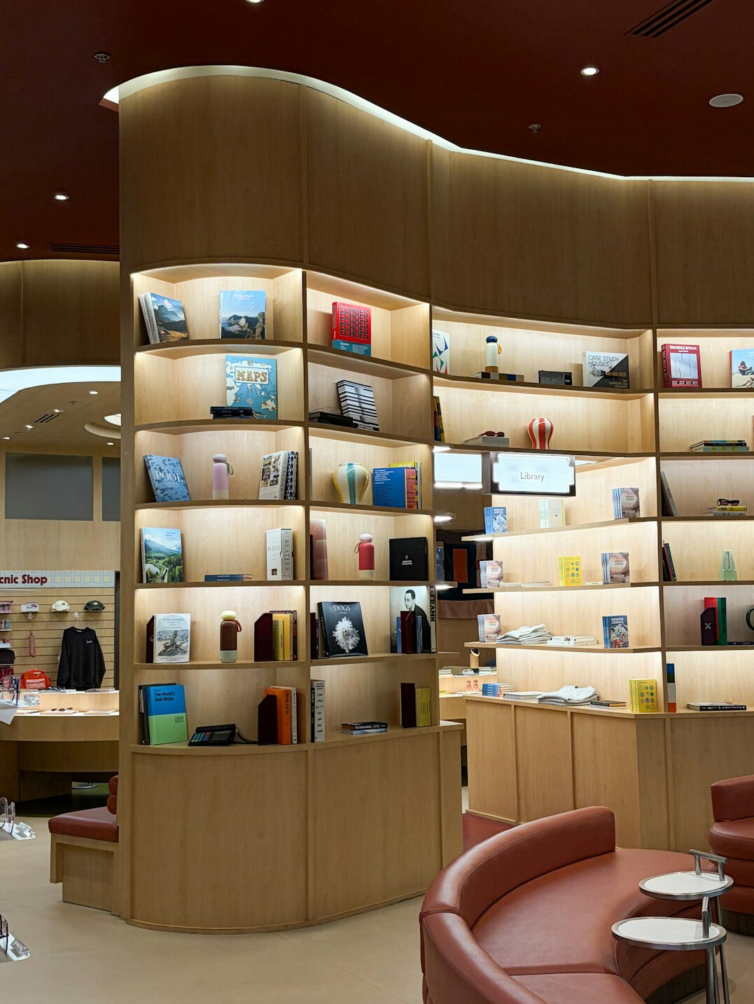 Rows of books on library shelves